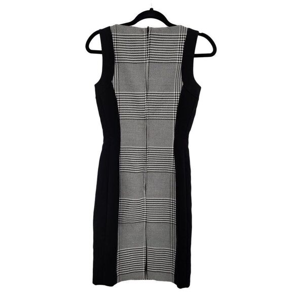 Vintage 90's H&M Dress Sleeveless Sheath Slimming Academia Gothic Plaid Black 4 - Picture 8 of 13